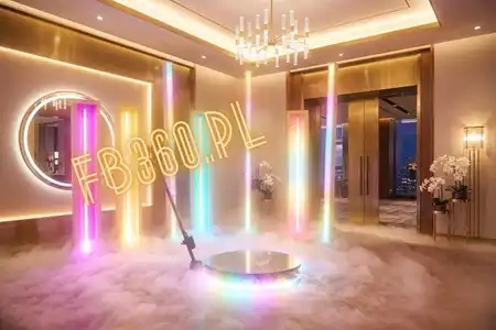 Gęsty ciężki dym pod platformą fotobudki 360 profesjonalny efekt teledysku